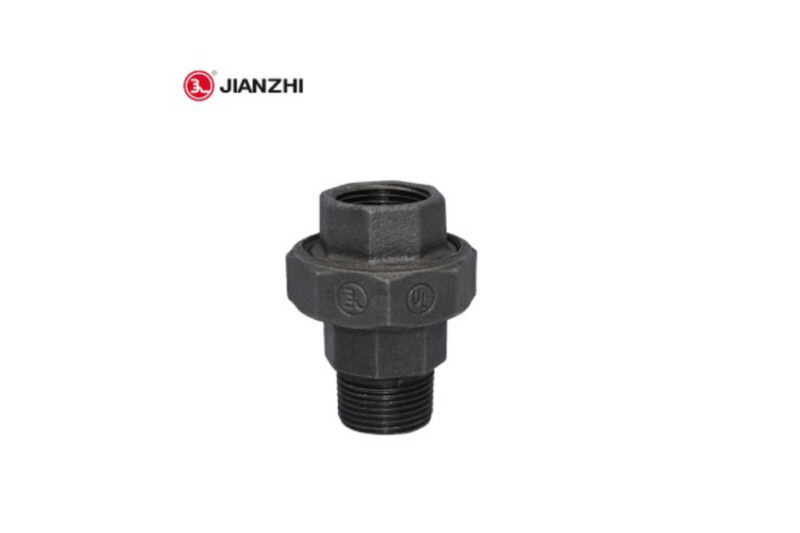 Black Threaded brass union with taper seat
