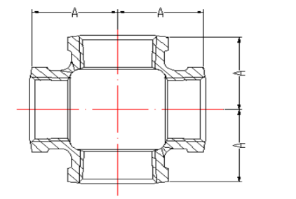 GI 4way cross pipe fitting