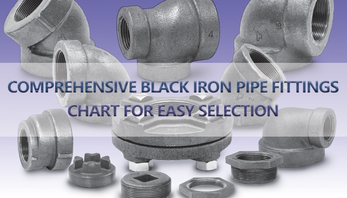 black iron pipe fittings chart